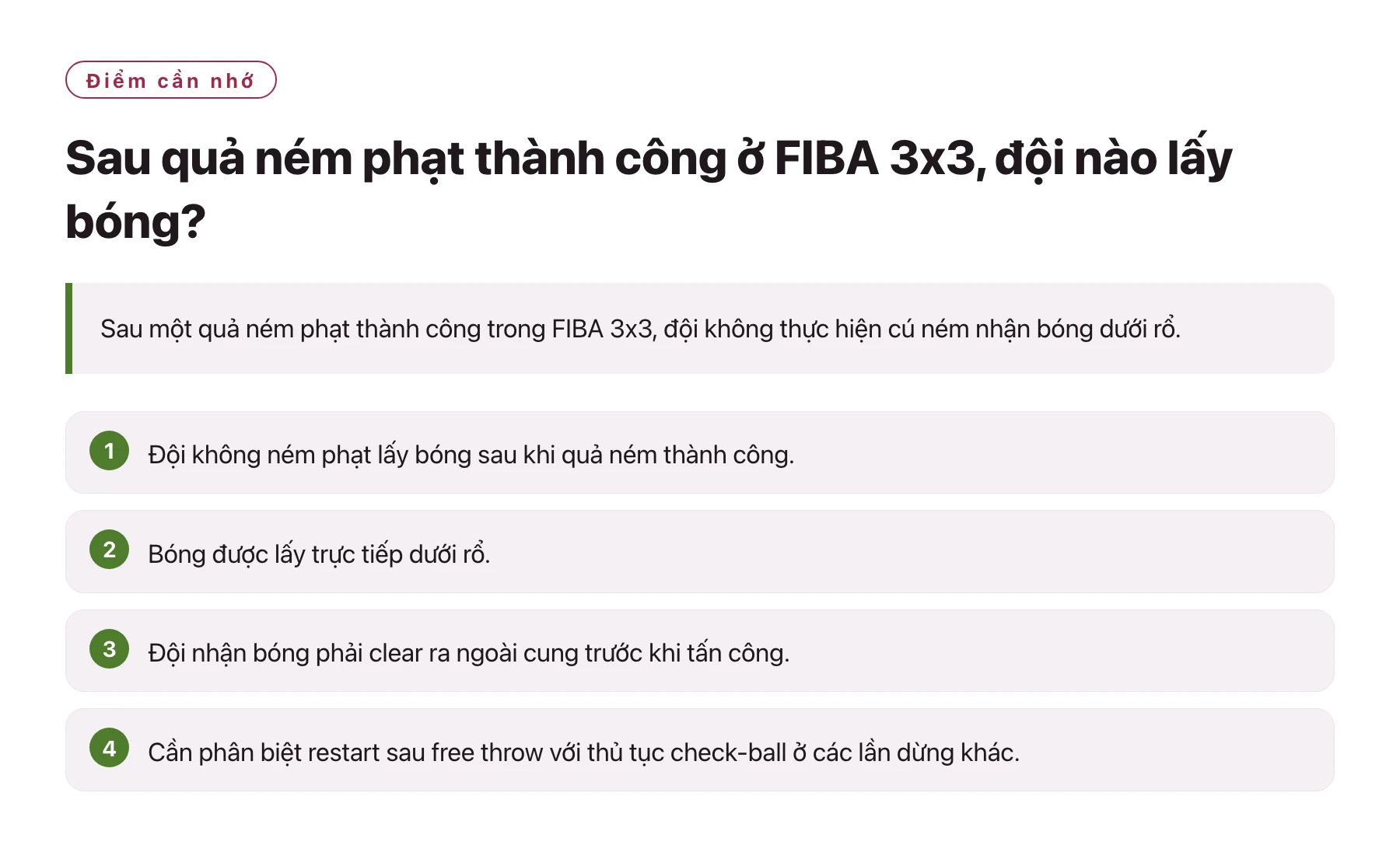 Sau quả ném phạt thành công ở FIBA 3x3, đội nào lấy bóng?——全文要点速览